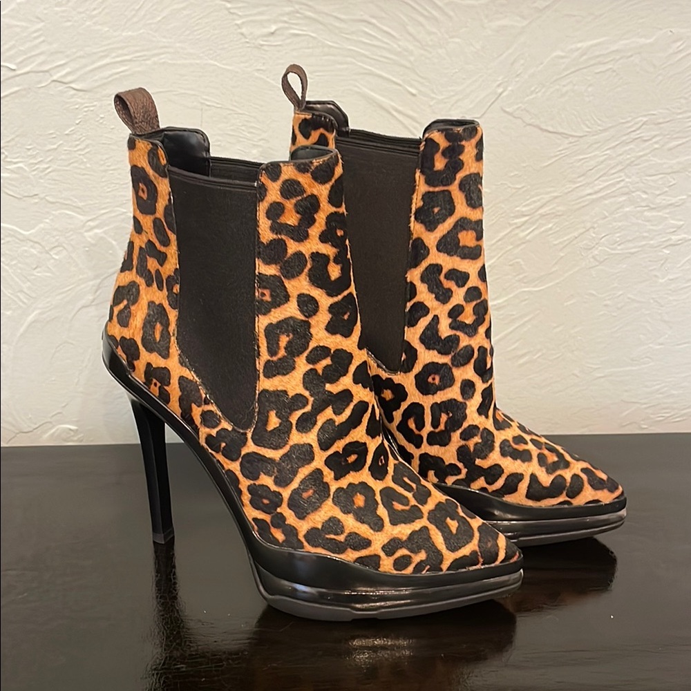 MK Leopard Print Stiletto Ankle Boots